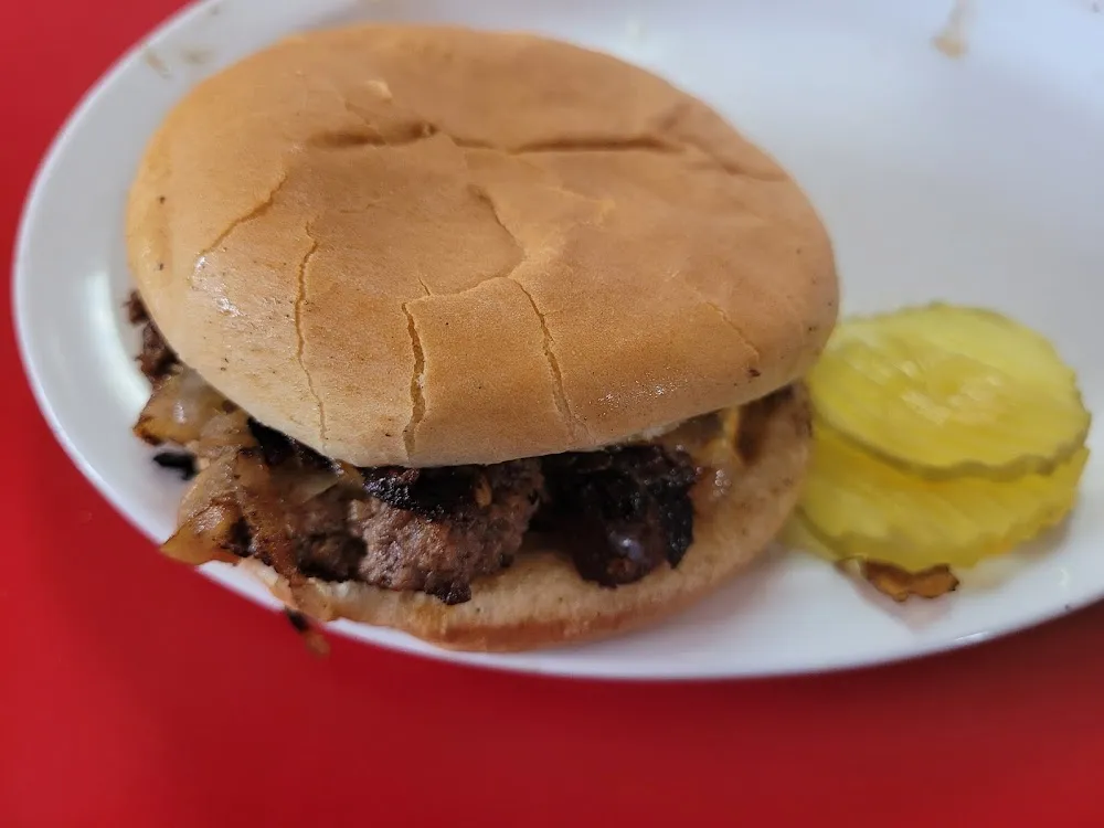 Onion Burger and Bacon Cheeseburger with Fries
